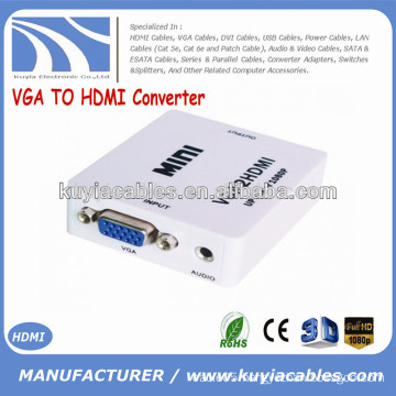 Mini VGA TO HDMI adapter VGA Plus 3.5mm Audio to HDMI Mini Converter Cable for HDTV 1080pfull 1080P